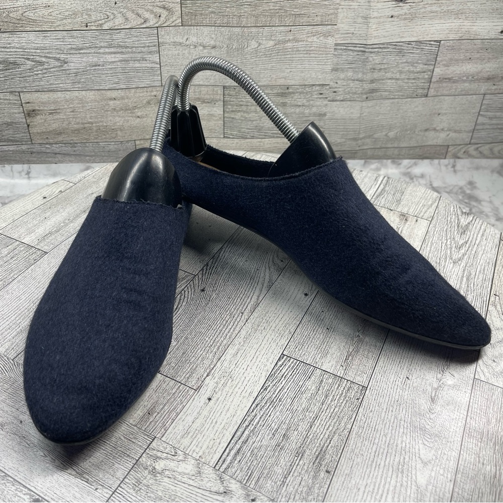 The Row mules Women 40/9.5M Blue Wool Fabric pointed Toe Comfort slippers Flats